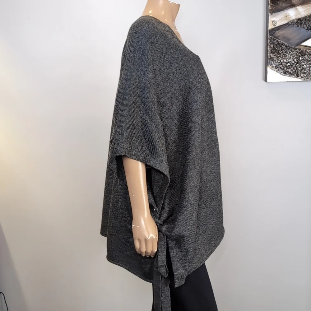 Michael Kors Charcoal Grey Knit Poncho Lace Up Grommet Cape Sweater Womens O/S - Picture 10 of 14